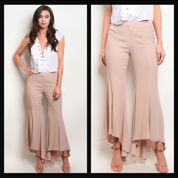 Taupe Asymmetrical Pants - Picture 4 of 5